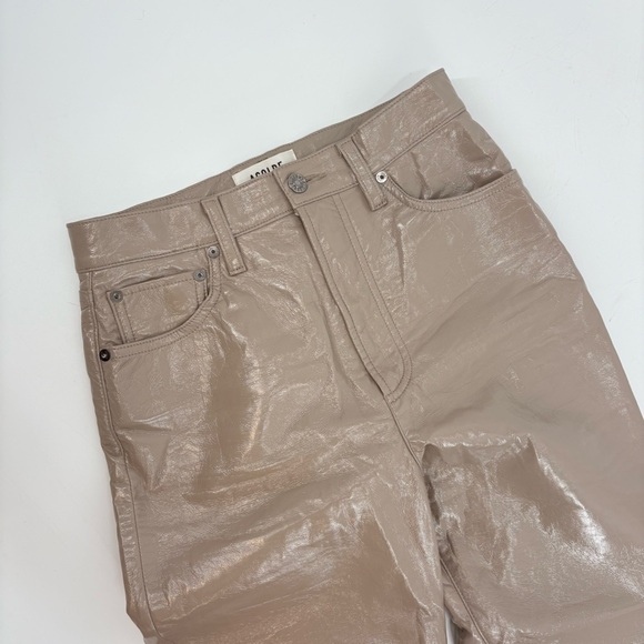 Agolde Recycled Leather 90's Pinch Waist in Quail Patent Size 25 - Picture 4 of 10